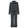 thumbnail image 3 of CILENON Conjunto Deportivo Para Mujer Women Two Piece Outfits Sweatsuit Set Quarter Zip Sweatshirt Wide Leg Sweatpant Fall Set Tracksuit Sweatsuits Women 2 Piece Outfit (Dark Gray,S), 3 of 5