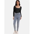 thumbnail image 4 of Womens Casual Long Sleeve Scoop Neck Slim Fitted Basic Top, 4 of 6
