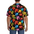 thumbnail image 3 of Yiaed Rainbow Colorful Maple Leaves Print Mens Casual Wrinkle Free Shirts Short Sleeve Button Down Summer Stretch Dress Shirt-Small, 3 of 5