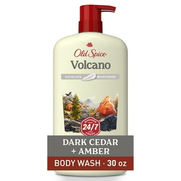 Old Spice Men's Body Wash for Men, Volcano Scent, 24/7 Shower Fresh, Exfoliation, 18 oz, 30oz