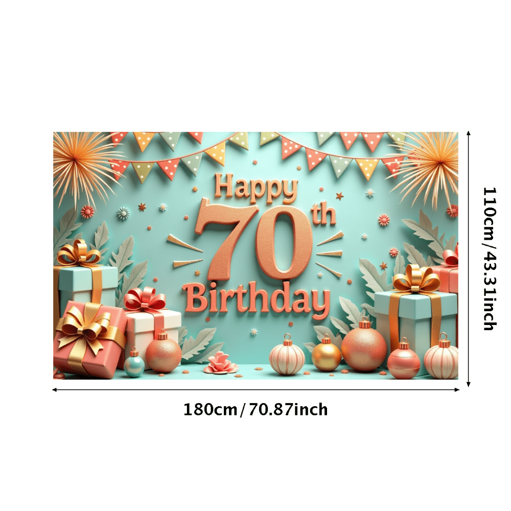 Colorful Theme Happy Birthday Banner Decorative Design 70th Birthday Party Balloon Decoration Celebration Banner for Milestone Celebration Indoor Decoration Kids Party