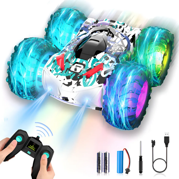 Coche De Juguete Rc Con Neumáticos Transparentes Iluminados - Xtellar Turquesa