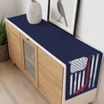 thumbnail image 4 of Navy Blue Hockey American Flag Table Runner - 90 Inch Long, Kitchen Dining Table Runner Dresser Scarves, Vintage Abstract US Flag Farmhouse Decor for Coffee Tables Wedding Party Banquet, 4 of 8