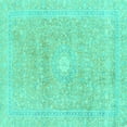 thumbnail image 1 of Ahgly Company Machine Washable Indoor Square Abstract Turquoise Blue Modern Area Rugs, 6' Square, 1 of 4