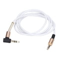 thumbnail image 2 of Metal 3,5 mm macho a macho codo estéreo auriculares coche cable de extensión de audio auxiliar 1 m/3,3 pies blanco, 2 of 14