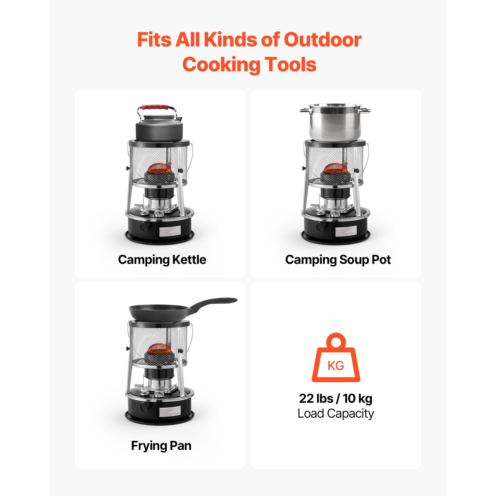 KFFKFF 9000 BTU Portable Kerosene Heater and Stove, 2-in-1 Indoor and Outdoor Non-Electric Heating Solution with Adjustable Height and Flame Control, Compact Design for Camping, Cooking, Home