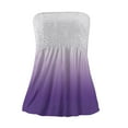 thumbnail image 4 of Women's Pleated Strapless Tube Tops Stretch Bandeau Tanks Sleeveless Casual Summer Tunics Purple 2XL, 4 of 4