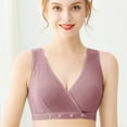 thumbnail image 4 of Hinvhai Ladies Comfortable Breathable Front Buckle Vest Style Gathers Breastfeeding Pregnant Bra Woman Underwear On Clearance Purple XL(XL), 4 of 7