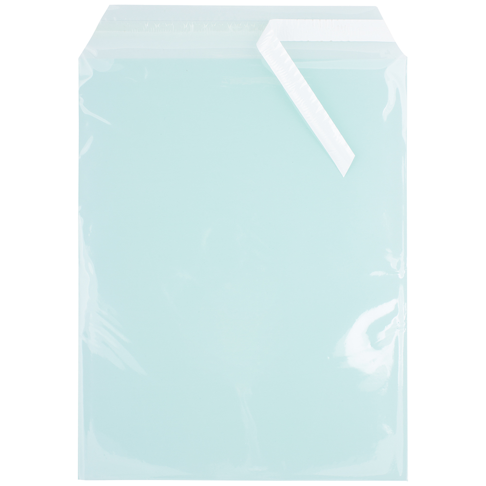 JAM Paper Cello Sleeves, 8 15/16 x 11 1/4, Aqua, 100/Pack, Peel & Seal