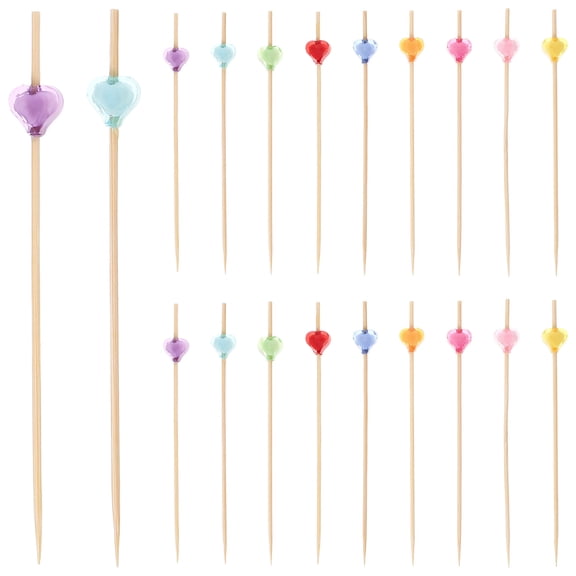 NIAIZEK Wooden Heart Cake Picks Assorted Supplies and Decor 100Pcs