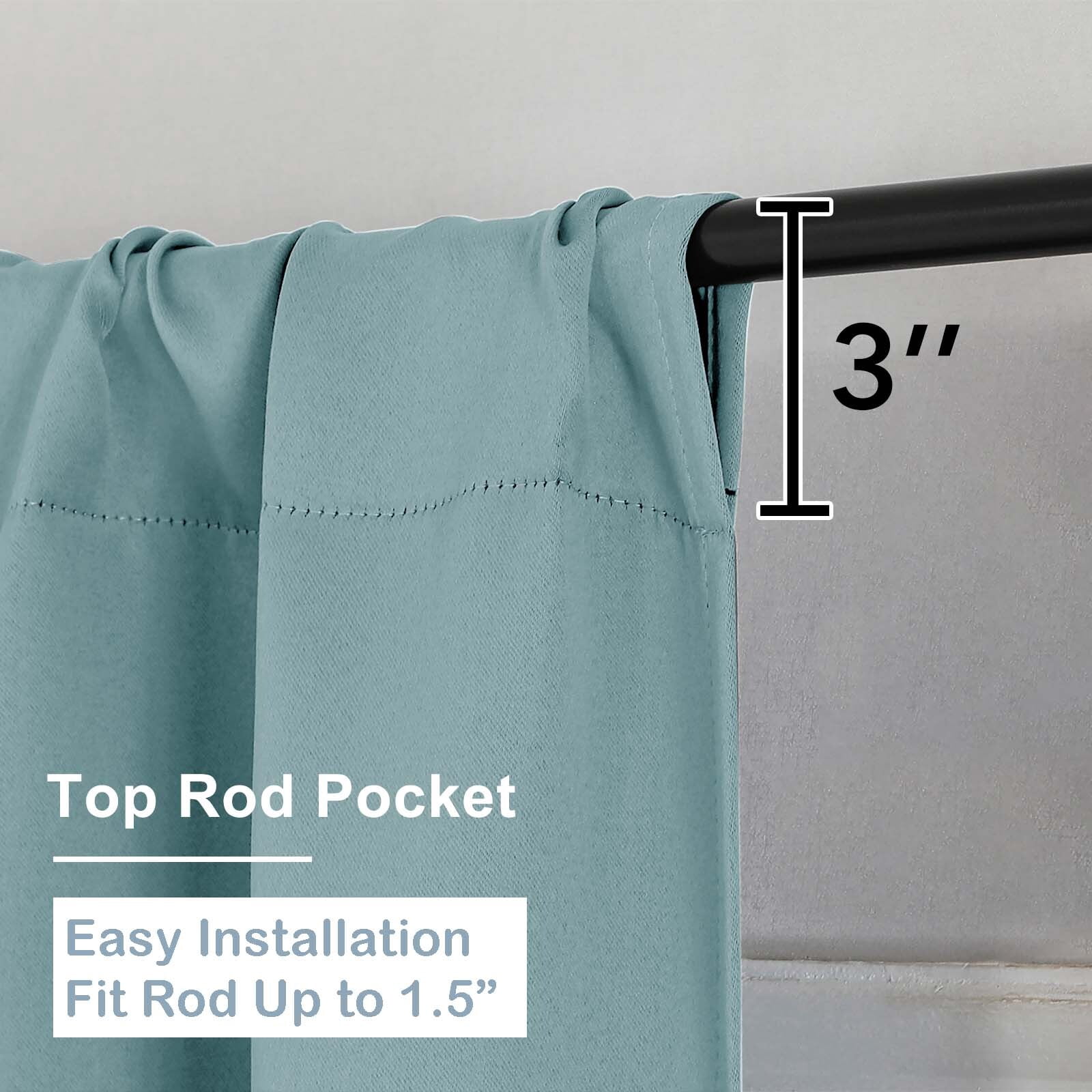 OVZME 2 Panel Blackout Curtains for Small Window, 54 inch Long Short Curtains for Bedroom, Thermal Insulated Energy Saving Room Darkening, W40 x L54 inch, Aqua Blue