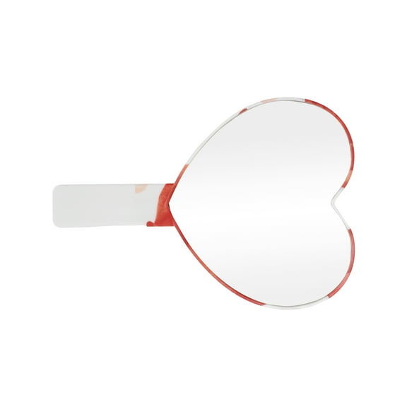 Unique Bargains 1 Pc Women Heart Shape Cosmetic Mirror for Beauty Parlor Travel Red White Plastic Aluminum Mirror