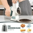 thumbnail image 4 of Jiarui Rotary Cheese Grater with Handle Vegetable Cheese Shredder Slicer Grater for Kitchen 3 Changeable Blades for Cheese Potato Zucchini Nuts Chocolate -White, 4 of 5