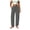 Gray, variant on Women's Wide Leg Ankle Pants Drawstring High Waist Side Pocket Split Hem Relaxed Fit Casual Daily Loungewear Trousers