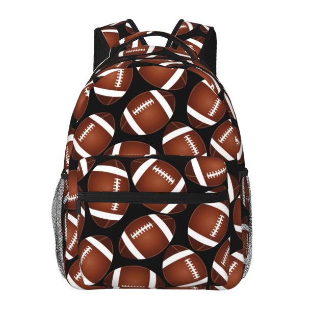 Disketp Brown Football On Black Mochila Estampada para Hombre y Mujer – Mochila Ligera Clásica con Múltiples Bolsillos para Universidad, Trabajo y Viajes-One Size