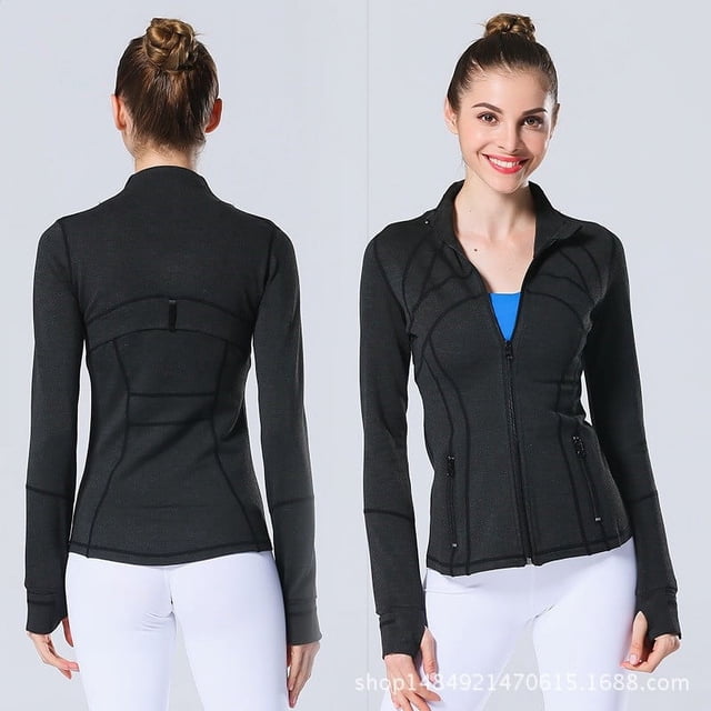 Chaqueta deportiva para mujer, corte ajustado, elástica, para correr, yoga, fitness, manga larga
