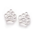 thumbnail image 2 of 5pc Resistant 304 Stainless Steel Stainless Steel Color Charms Dog Paw Prints 12.9x11.8x1mm Hole: 1.5mm, 2 of 3
