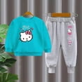 thumbnail image 2 of Nuevo producto de Hello Kitty para niños, traje de manga larga + pantalón, Top informal de dibujos animados para niñas + Pantalones deportivos, ropa de dos piezas para niños, 2 of 5