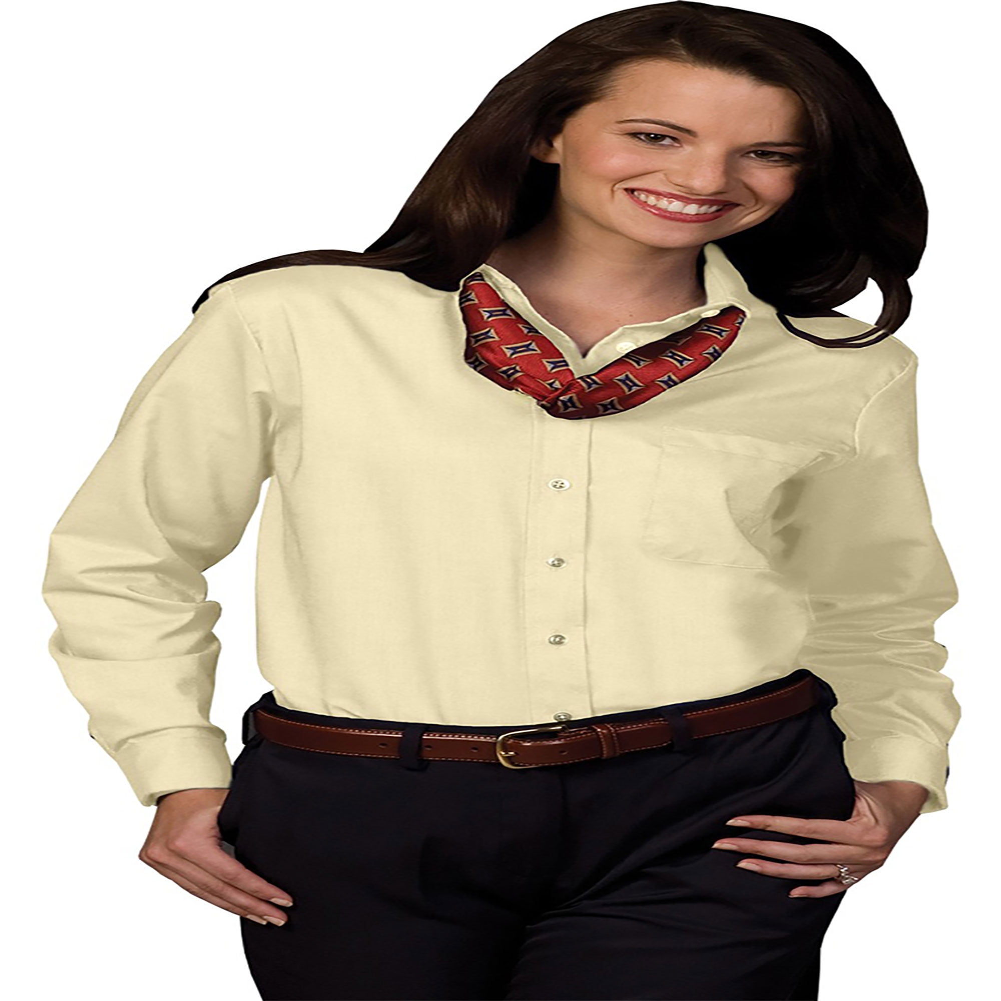 Edwards Garment Women's Easy Care Long Sleeve Oxford Shirt, Style 5077