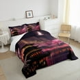 thumbnail image 3 of Japanese Style Bedding Set Twin Size Moon Cherry Blossom Comforter Set Romantic Night Sky Scenery Quilt Set for Kids Teens Girls Women Room Decor Exotic Pink Duvet Insert, 3 of 7