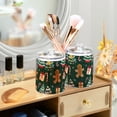 thumbnail image 3 of Yayeee 2 Pack Qtip Holder Bathroom Cotton Swab Canister with Lid Clear Dispenser Set, Green Christmas Gingerbread, 3 of 6