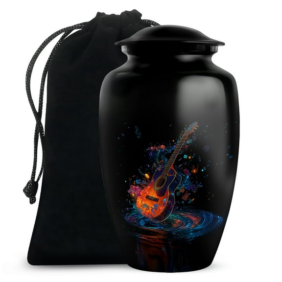 Colour Splash Guitar Cremation Urn, Urns For Human Ashes Adult Male, Artistic Tribute Urns For Ash, Musical Decorative Cremation Guitar Ashes Urn (Size, 10 Inch, 1 Pc)