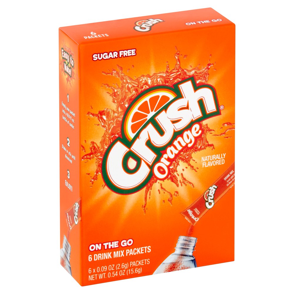 Crush Sugar Free Orange On the Go Drink Mix, 0.09 oz, 6 count - Walmart