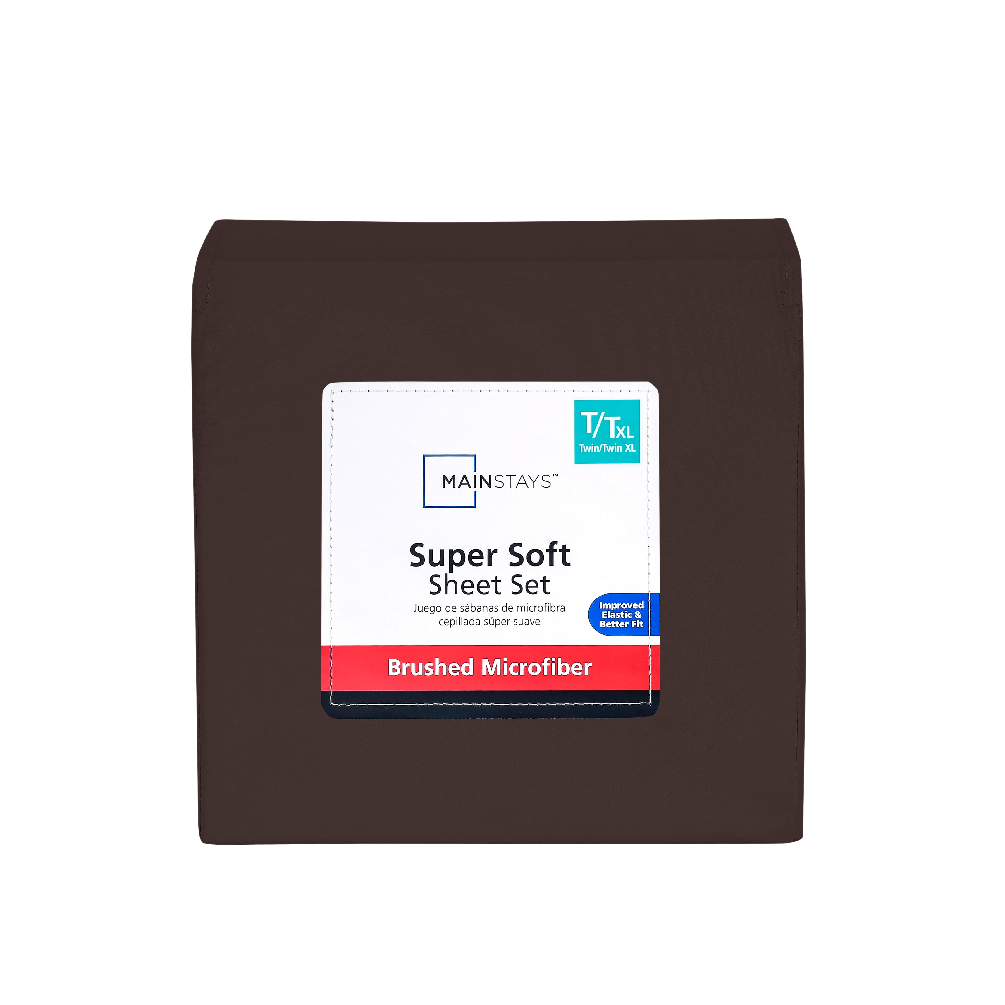 Mainstays Super Soft Brushed Microfiber Bed Sheet Set, Caffeine Brown, Full, 4 Piece