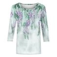 thumbnail image 5 of Tops for Women Plus Size 3/4 Sleeve Round Neck Print Casual T-shirt Multicolor L, 5 of 5