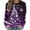 Purple, variant on JSheng Christmas Printed Tops for Women Women's Casual Fashion Loose Round Neck Long Sleeve Pullover Sweatshirts Top Black L