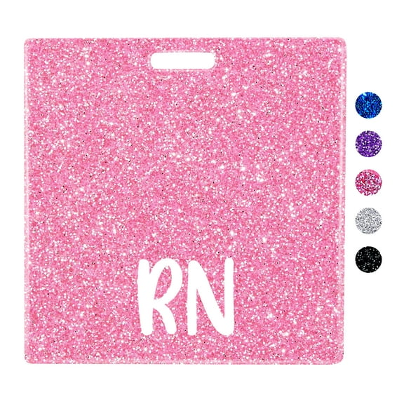 Nurse Badge Buddy Card, RN Horizontal ID Tag, Glitter Badge Accessories for Nurses, s, Healthcare Workers, Perfect Under ID Badge, Gold Glitter