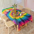 thumbnail image 3 of Colorful Rainbow Tie Dye Spiral Pattern Rectangle Tablecloth 60"x120",Waterproof Polyester Rectangle Table Cloth, Wipeable Spillproof Polyester Tablecloth for Dining, Camping, Indoor and Outdoor, 3 of 6