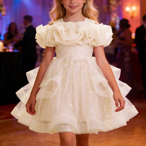 Dresses for Girls Floral Birthday Dress Toddler Girls Special Occasion Dress 18-24 Months