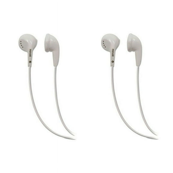2 Pack Maxell EB-95 White Lightweight Stereo Earbuds 190599