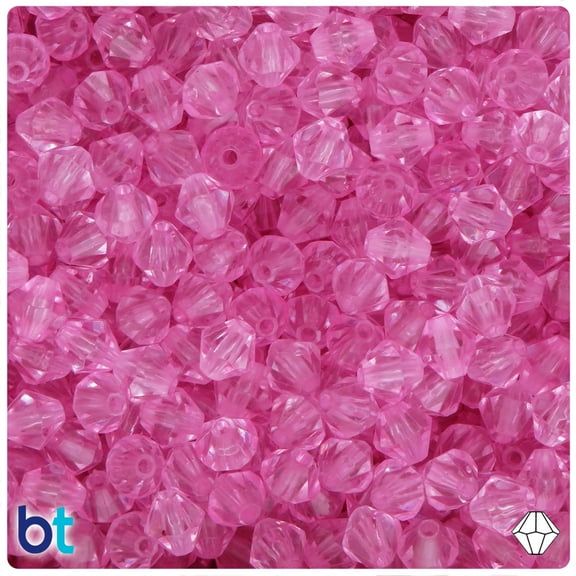 BeadTin Light Pink Transparent 8mm Faceted Bicone Acrylic Beads (200pcs)