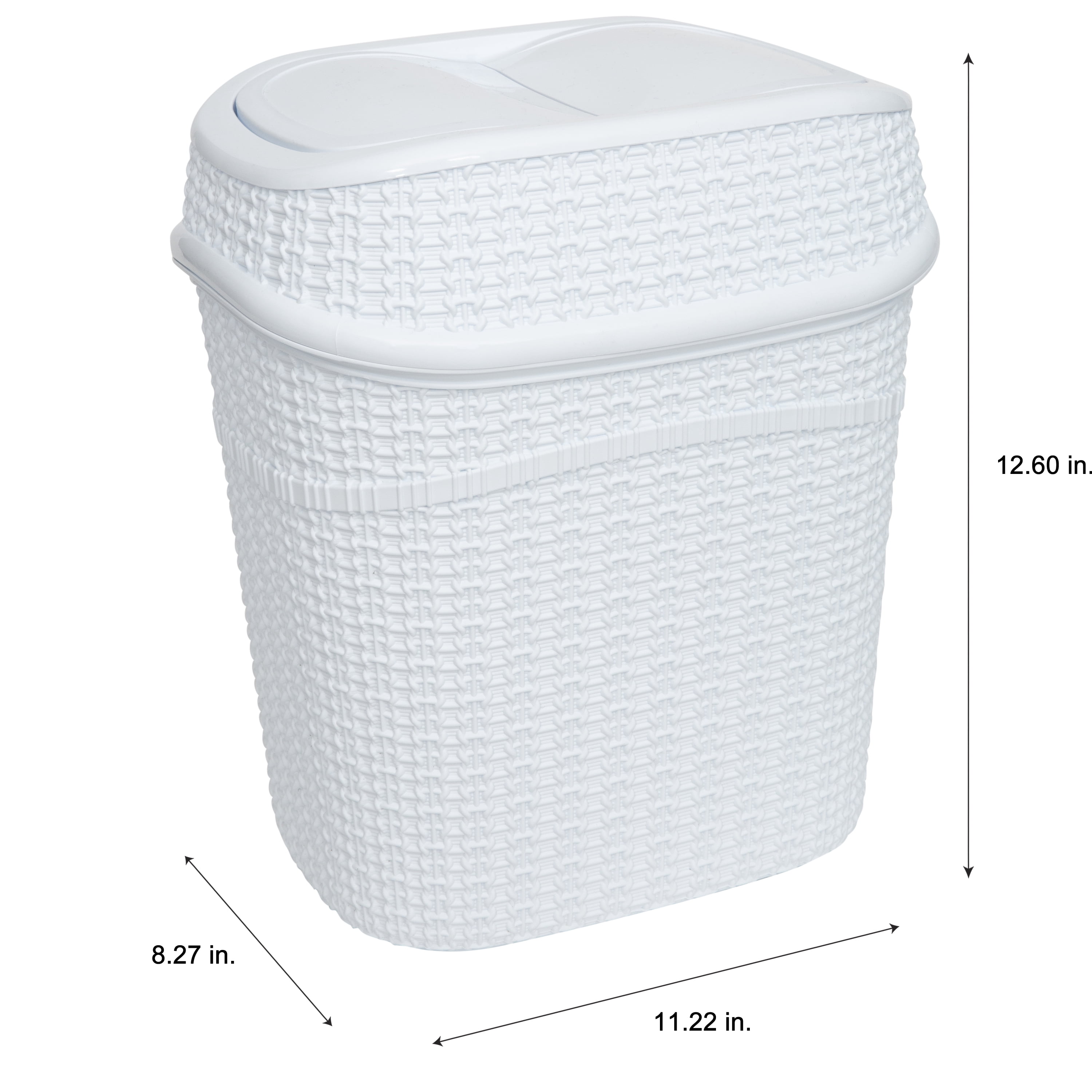 Bath Bliss 2.5 gal Sailor Knot Plastic Swing Top Bathroom Trash Can, White