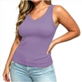 thumbnail image 6 of VBVC Women's Plus Ribbed V Neck Fitted Tank Tops , Ladies' Basic Sleeveless Camisole , Summer Casual Layering Shirts For Women, L-5XL, 6 of 8