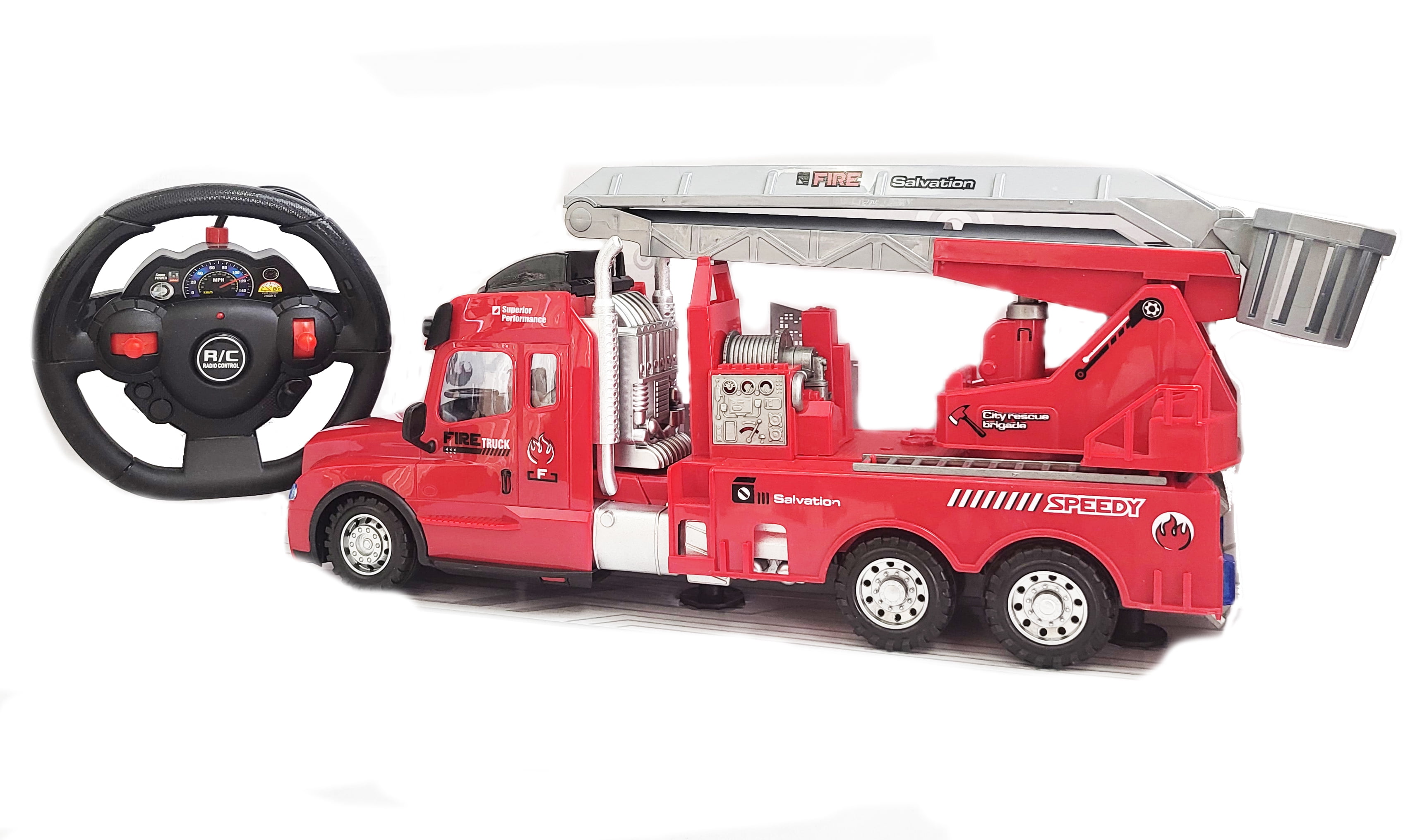 Remote Control 1:15 Scale Big Rig Truck featuring Rotating Crane and Basket with Authentic Sounds, Flashing Lights, and Functional Doors for Kids