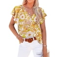 thumbnail image 6 of Ruyang Women's Summer Tops Women's V Neck Printed Short Sleeved Loose Casual Pullover Shirts For Women Womens Long Sleeve T Shirts Pack, 6 of 6