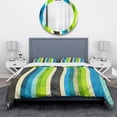 thumbnail image 2 of Designart 'Blue, Yellow, Blue, Green and Black Colored curves' Modern & Contemporary Duvet Cover Set, 2 of 4
