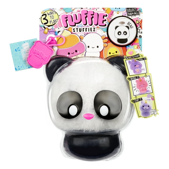 Fluffie Stuffiez Panda Small Collectible Feature Plush -  Surprise Reveal Unboxing with Huggable ASMR Fidget DIY Fur Pulling, Ultra Soft Fluff