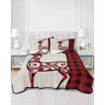 thumbnail image 3 of Christmas Elk Queen Size Down Alternative Comforter, Lightweight Comforter Quilt Bedding Set with Pillow Shams Red Black Checkered Deer Winter Holiday All Seasons Bed Comforter Duvet Insert 90"x96", 3 of 7