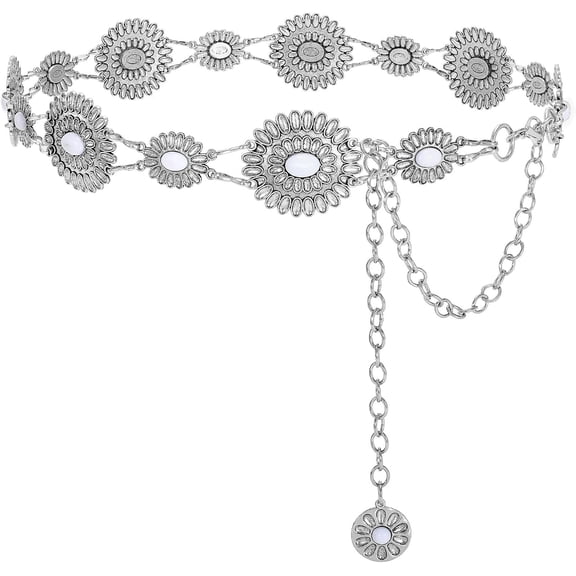 Western Belts for Woman Cowgirl Boho Concho Chain Waist Belt for Country Concert Dresses Jeans