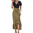 thumbnail image 2 of Robes pour Femmes 2024 Été Surdimensionnée pour Manches Courtes Col en V Boho Imprimé Floral Ceinture Taille Haute Basse à Volants Robe Maxi Cocktail 50 % de Réduction!, 2 of 7