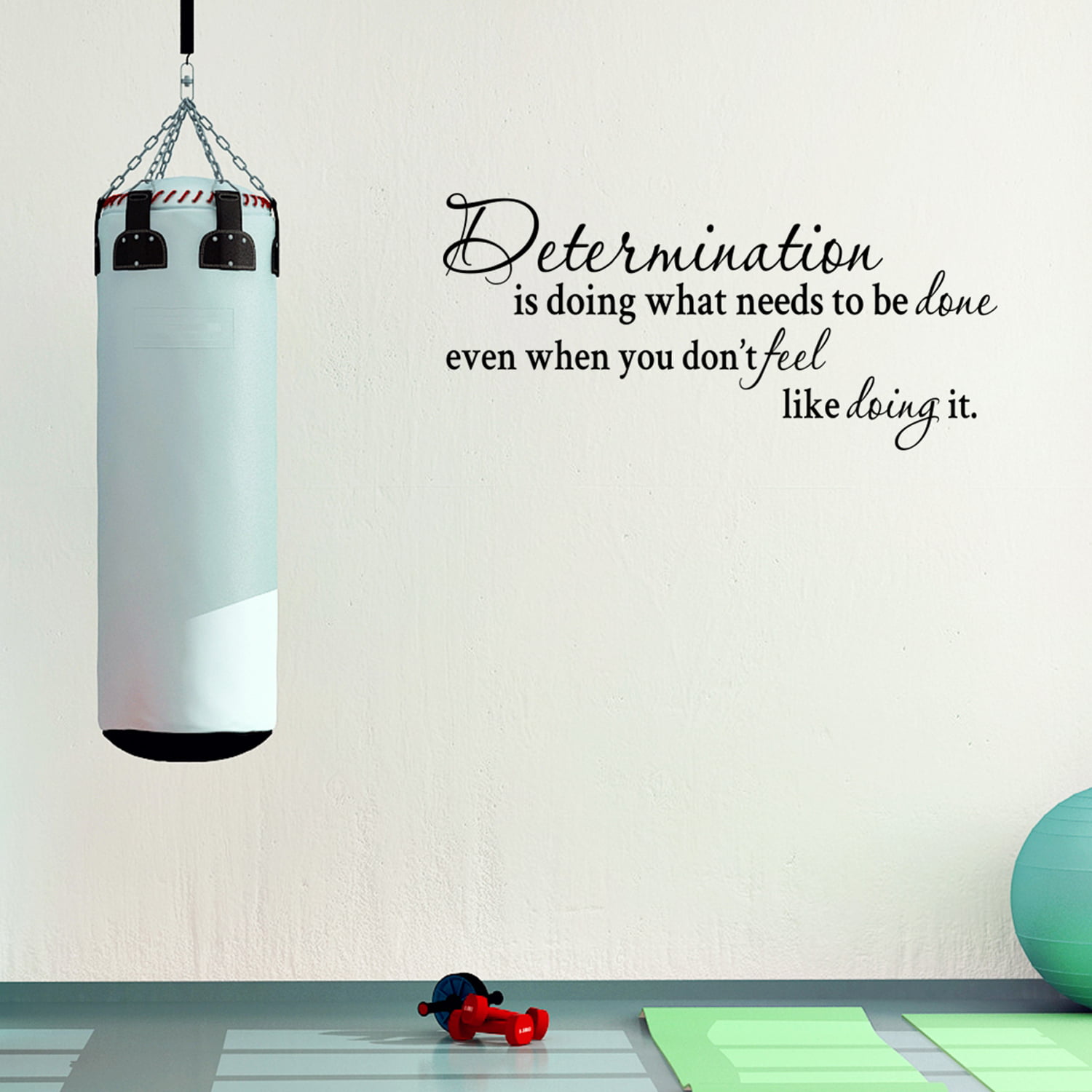Determination Fit Gym workout Motivation Quote wall vinyl decals stickers Art