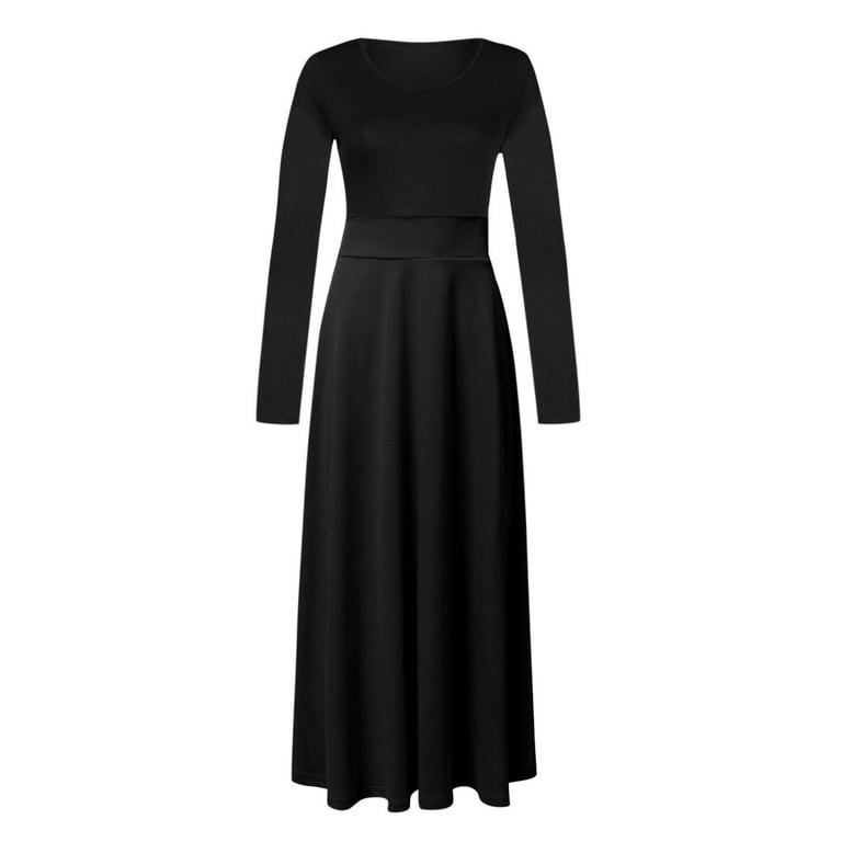 princess polly baby blue dress Autumn Winter Long Blusas Women Long Sleeve Pocket Dress Solid O Neck main image 1