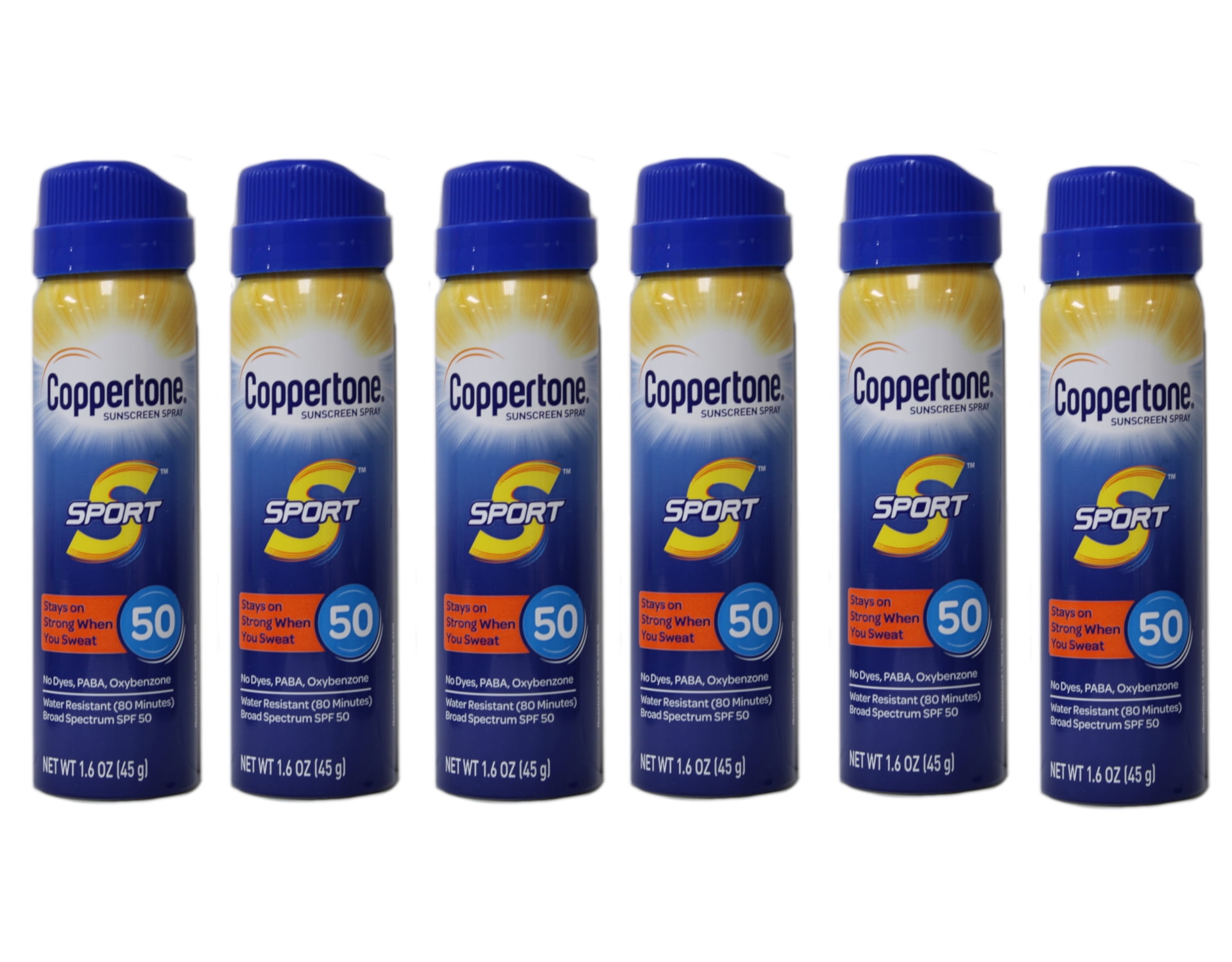 'Coppertone Sport SPF 50 CS Travel Spray, 1.6 Ounce (Pack of 6)'