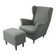 thumbnail image 1 of Funda de Sofá Yuarrent 3 Piezas con Banda Elástico Sillón Orejero y Taburete Otomano Gris Oscuro, 1 of 6