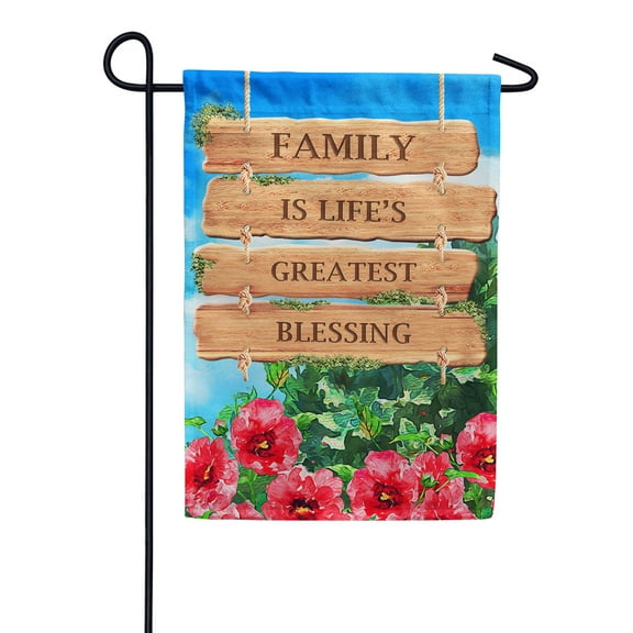 America Forever Family is Life's Greatest Blessing Garden Flag 12.5 x 18 inch Inspirational Family Home Double Sided Red Floral Poppy Spring Summer Seasonal Yard Outdoor Decorative Motivational Flag