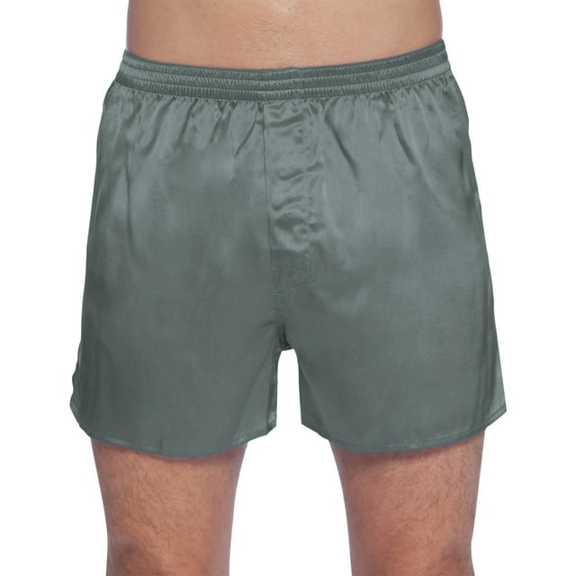 Intimo Boxeurs Classiques en Soie pour Hommes, Gris Ardoise, Très Grand